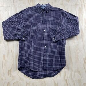 Tommy Hilfiger Shirt Mens Medium Blue Check Long Sleeve Button Down Cotton